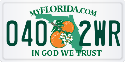FL license plate 0402WR