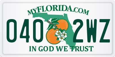 FL license plate 0402WZ