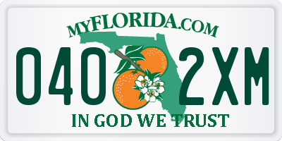 FL license plate 0402XM
