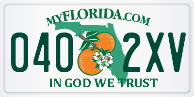 FL license plate 0402XV
