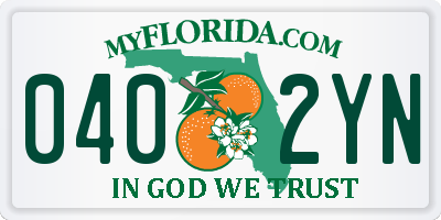 FL license plate 0402YN
