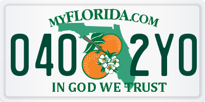 FL license plate 0402YO