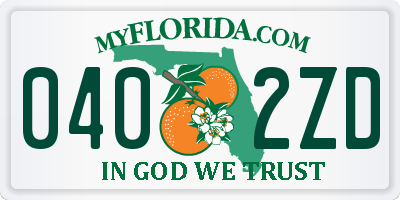 FL license plate 0402ZD