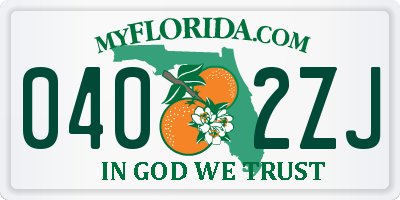 FL license plate 0402ZJ