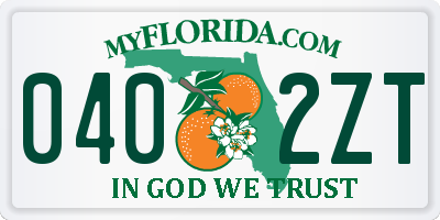 FL license plate 0402ZT