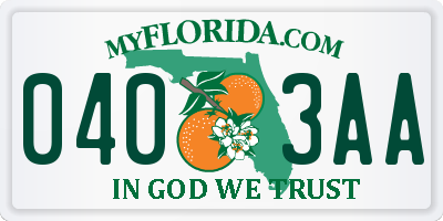 FL license plate 0403AA