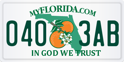 FL license plate 0403AB
