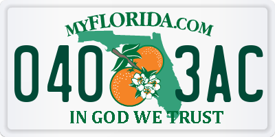 FL license plate 0403AC