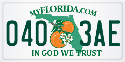 FL license plate 0403AE