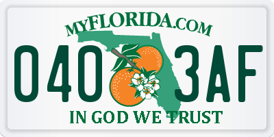 FL license plate 0403AF