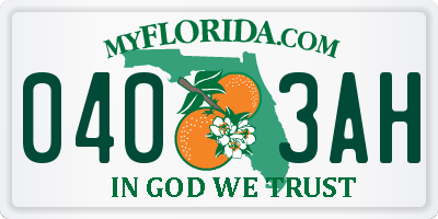 FL license plate 0403AH