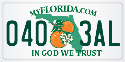 FL license plate 0403AL
