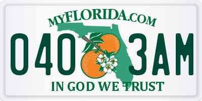 FL license plate 0403AM