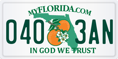 FL license plate 0403AN