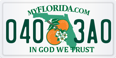 FL license plate 0403AO