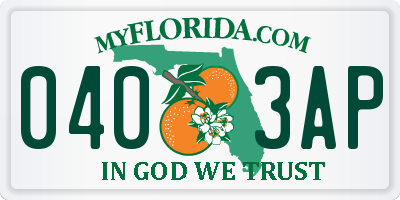 FL license plate 0403AP