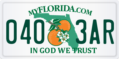 FL license plate 0403AR