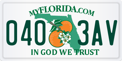 FL license plate 0403AV