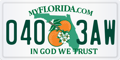 FL license plate 0403AW