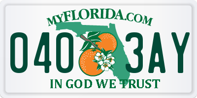 FL license plate 0403AY