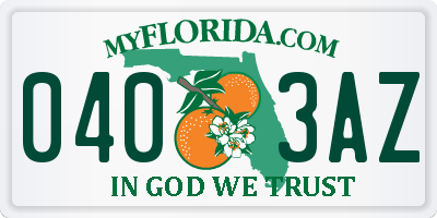 FL license plate 0403AZ