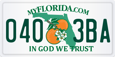 FL license plate 0403BA