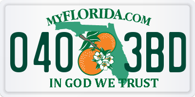 FL license plate 0403BD