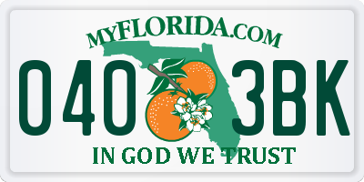 FL license plate 0403BK