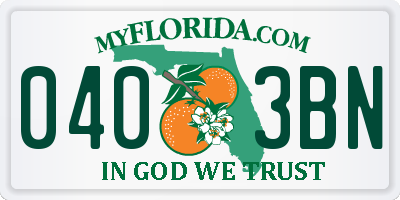 FL license plate 0403BN