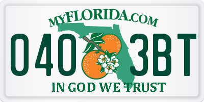 FL license plate 0403BT