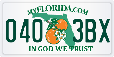 FL license plate 0403BX