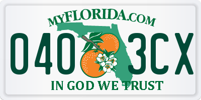 FL license plate 0403CX