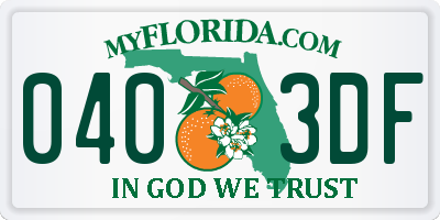 FL license plate 0403DF