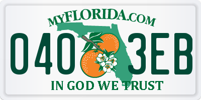 FL license plate 0403EB