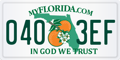 FL license plate 0403EF
