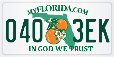 FL license plate 0403EK