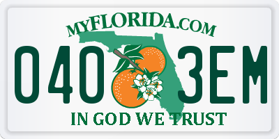 FL license plate 0403EM