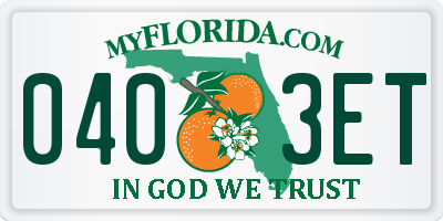 FL license plate 0403ET