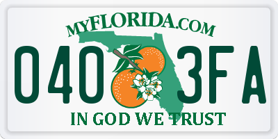 FL license plate 0403FA