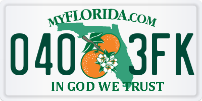 FL license plate 0403FK