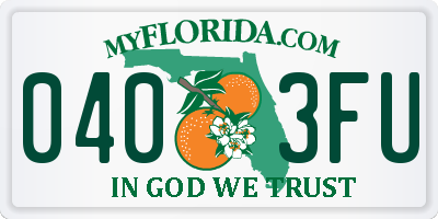 FL license plate 0403FU