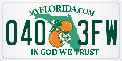 FL license plate 0403FW