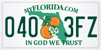 FL license plate 0403FZ