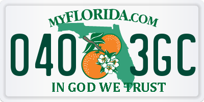 FL license plate 0403GC