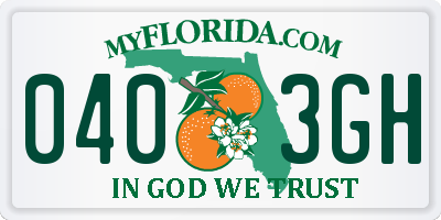 FL license plate 0403GH