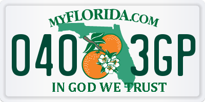 FL license plate 0403GP