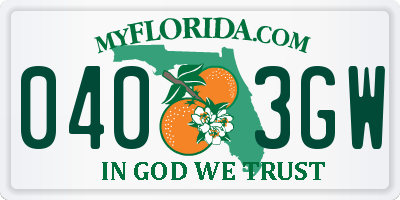 FL license plate 0403GW