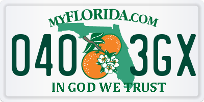 FL license plate 0403GX