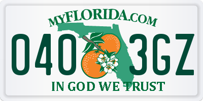 FL license plate 0403GZ