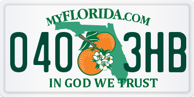 FL license plate 0403HB